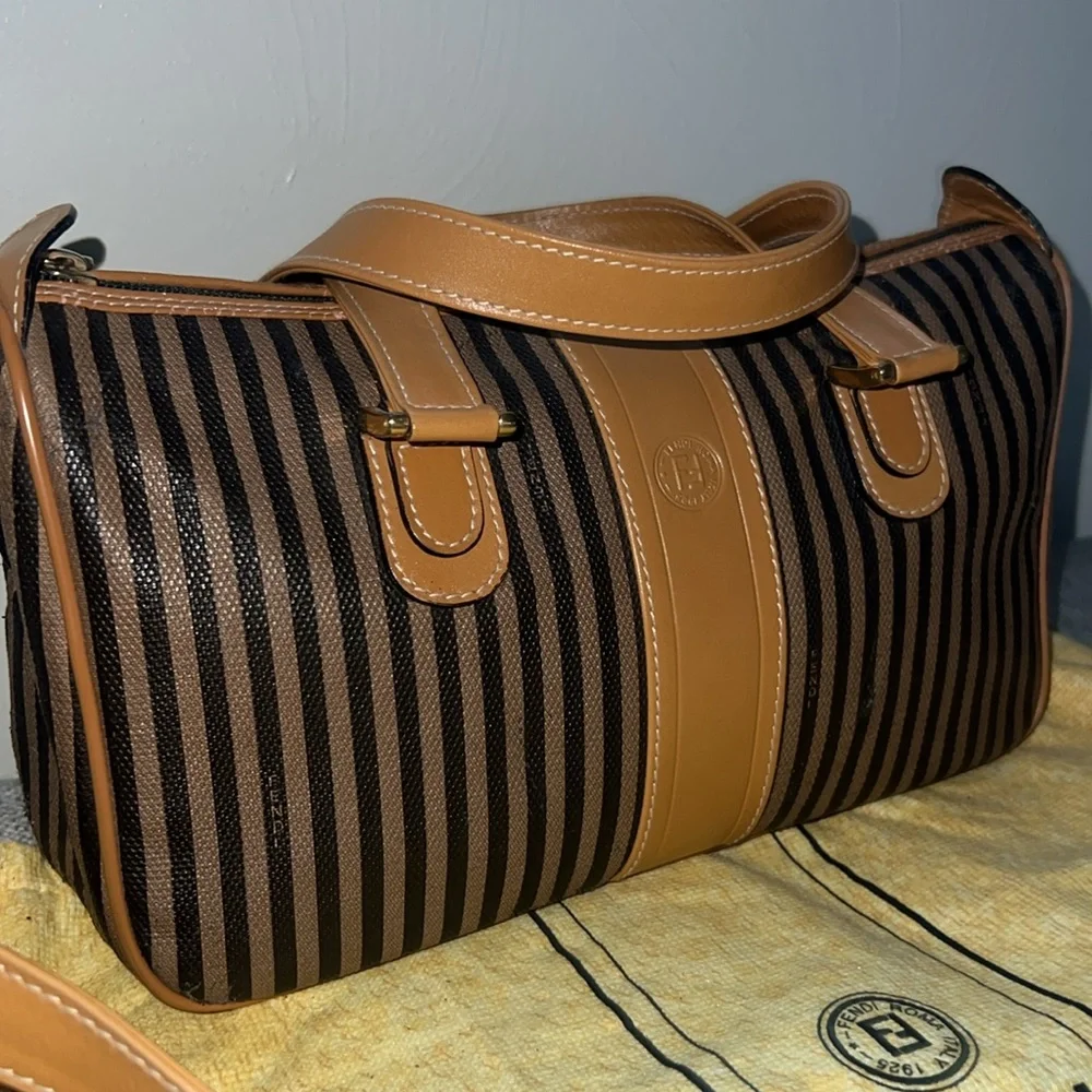 Fendi Brown and Black Striped Satchel - Picture 4 of 16